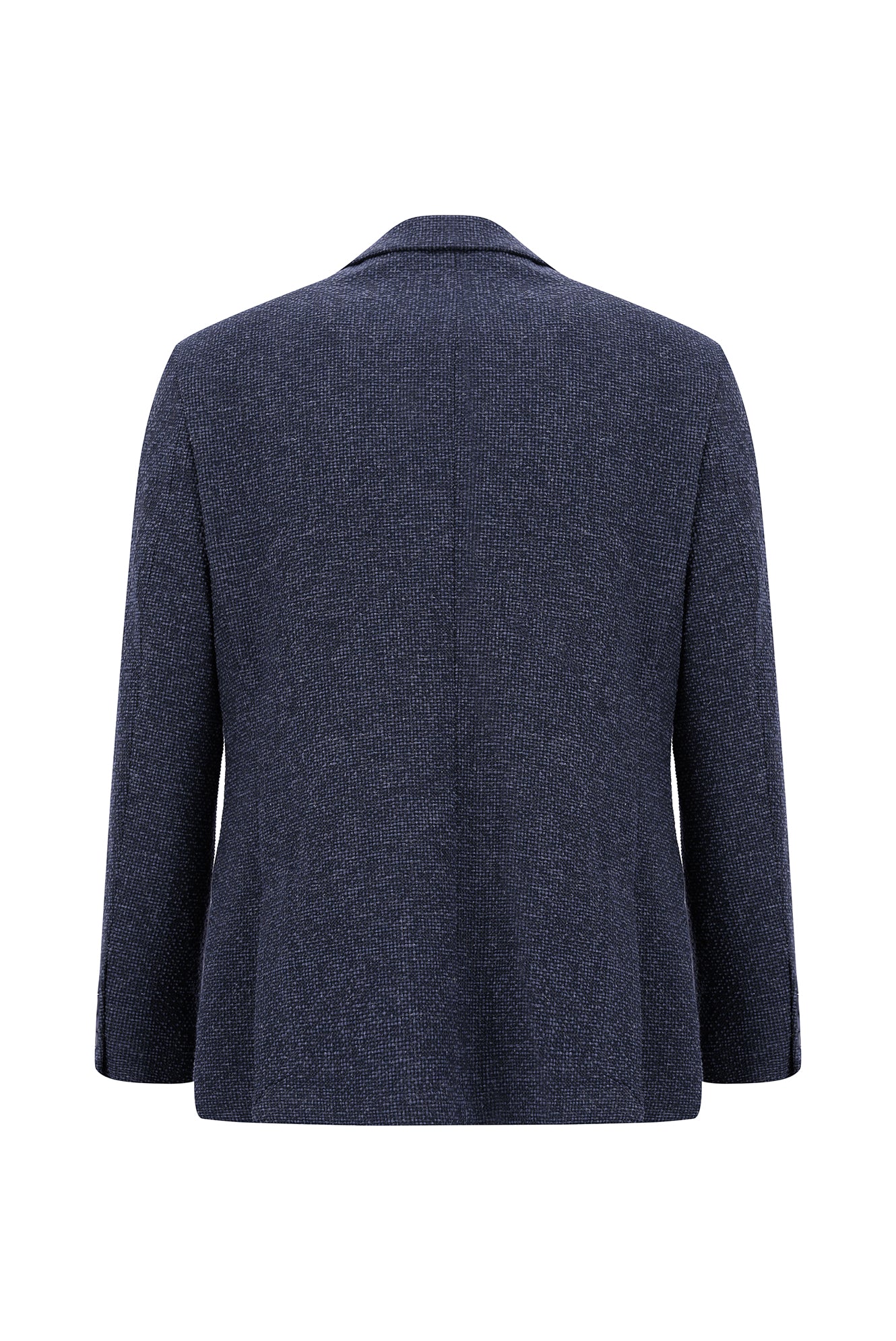 Koyu Lacivert Relaxed Fit Rahat Kesim Desenli Gofre Ketenli Ceket