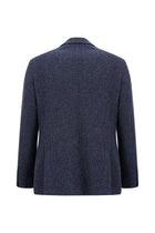 Koyu Lacivert Relaxed Fit Rahat Kesim Desenli Gofre Ketenli Ceket