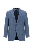 Koyu Mavi  Relaxed Fit Rahat Kesim Desenli Ketenli Gofre Ceket