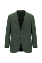 Koyu Yeşil Relaxed Fit Rahat Kesim Desenli Gofre Ketenli Ceket