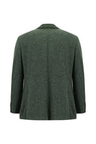 Koyu Yeşil Relaxed Fit Rahat Kesim Desenli Gofre Ketenli Ceket