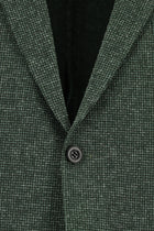 Koyu Yeşil Relaxed Fit Rahat Kesim Desenli Gofre Ketenli Ceket