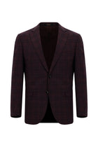 Koyu Bordo Regular Fit İtalyan Yün/Keten/İpek Düz Ceket