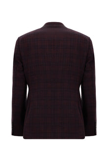 Koyu Bordo Regular Fit İtalyan Yün/Keten/İpek Düz Ceket