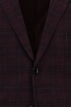 Koyu Bordo Regular Fit İtalyan Yün/Keten/İpek Düz Ceket