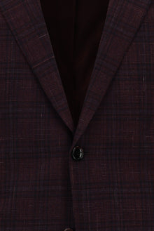 Koyu Bordo Regular Fit İtalyan Yün/Keten/İpek Düz Ceket