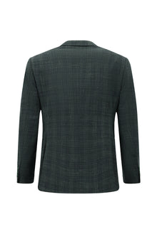 Koyu Yeşil Regular Fit İtalyan Yünlü Klasik Desenli Ceket