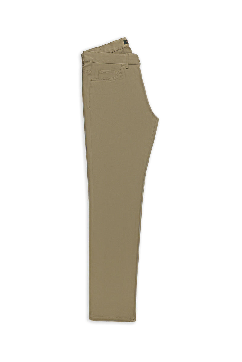 Koyu Bej Slim Fit Dar Kesim Desenli Likralı Kanvas / Chino Pantolon