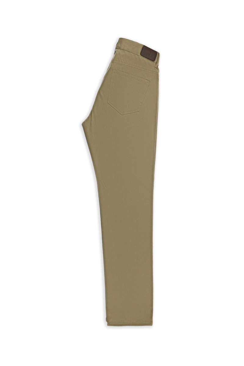 Koyu Bej Slim Fit Dar Kesim Desenli Likralı Kanvas / Chino Pantolon