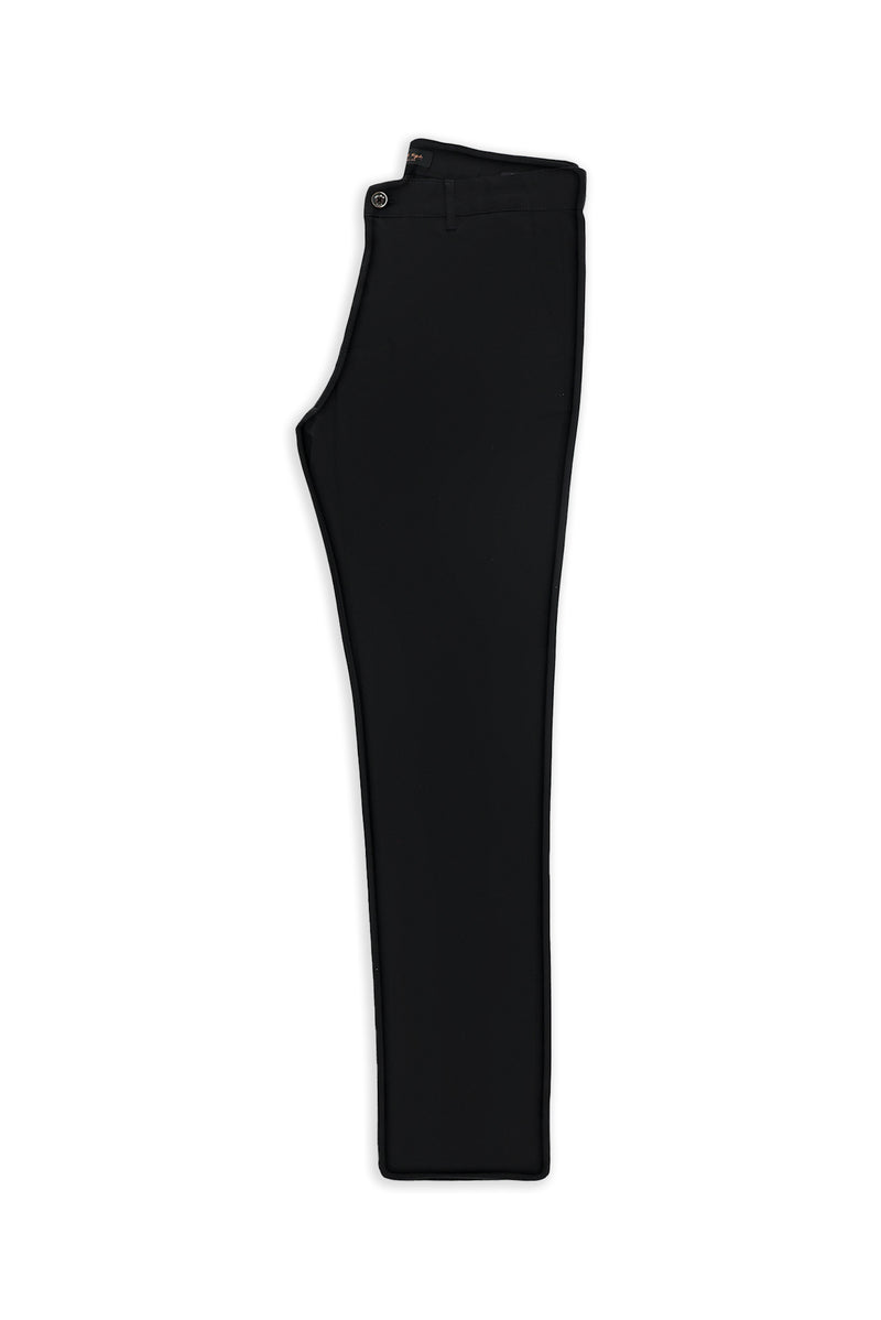Siyah Regular Fit Desenli Likralı Kanvas / Chino Pantolon
