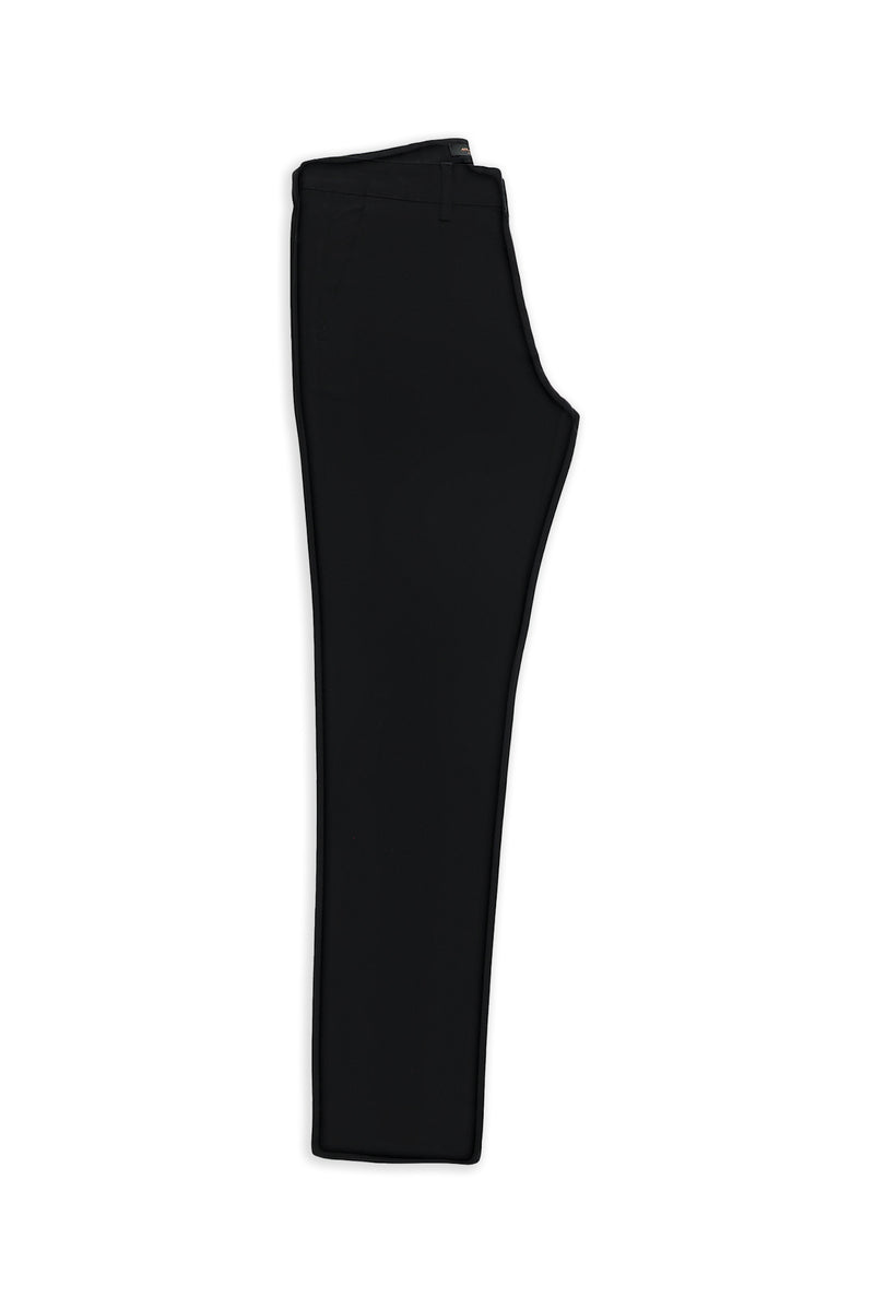 Siyah Regular Fit Desenli Likralı Kanvas / Chino Pantolon