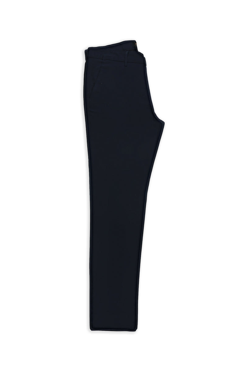 Koyu Lacivert Relaxed Fit Rahat Kesim Desenli Likralı Kanvas / Chino Pantolon