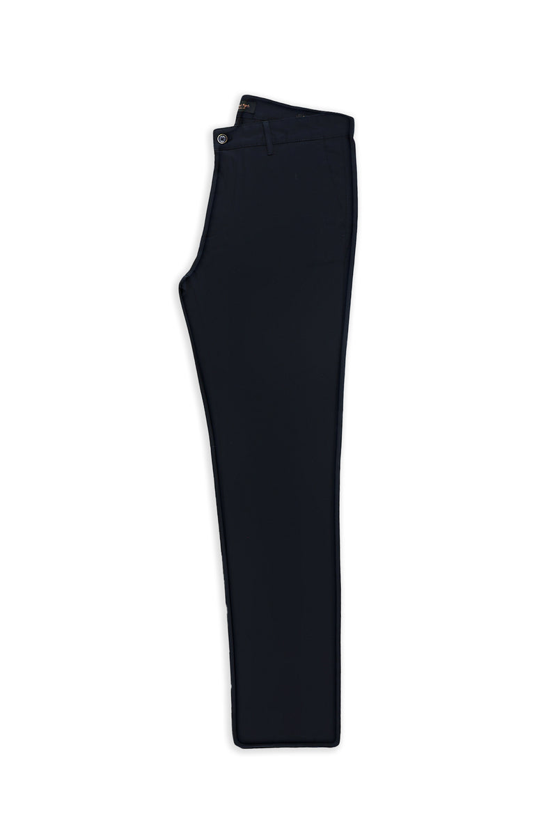 Koyu Lacivert Relaxed Fit Rahat Kesim Desenli Likralı Kanvas / Chino Pantolon