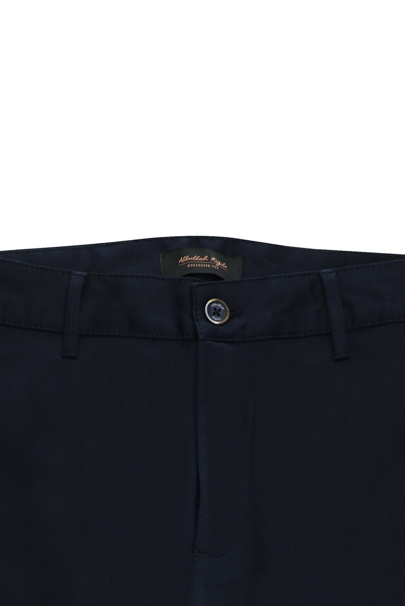 Koyu Lacivert Relaxed Fit Rahat Kesim Desenli Likralı Kanvas / Chino Pantolon