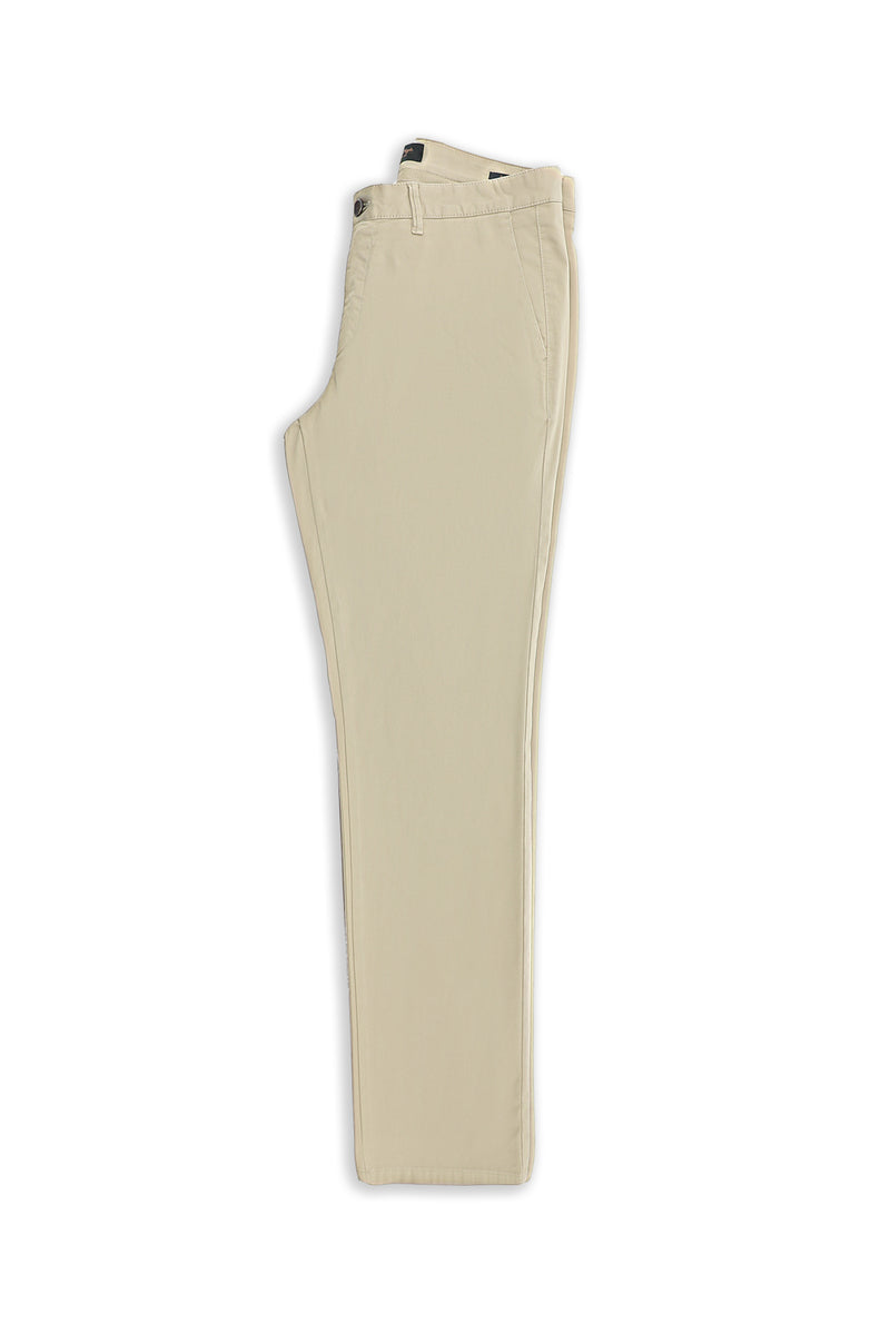 Orta Bej Regular Fit Likralı Düz Chino Pantolon