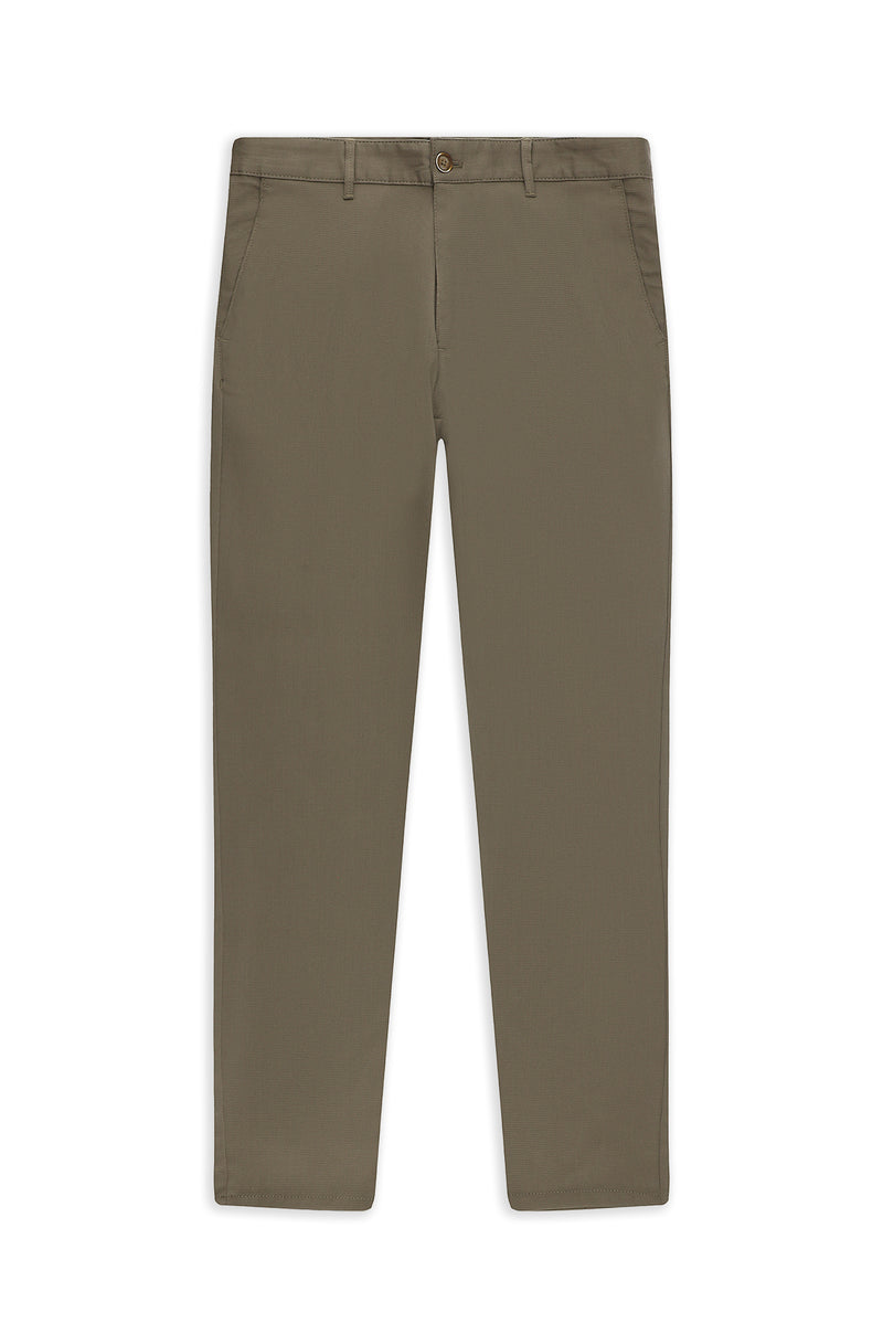 Koyu Vizon Regular Fit Desenli Lyocell Karışımlı Kanvas / Chino Pantolon