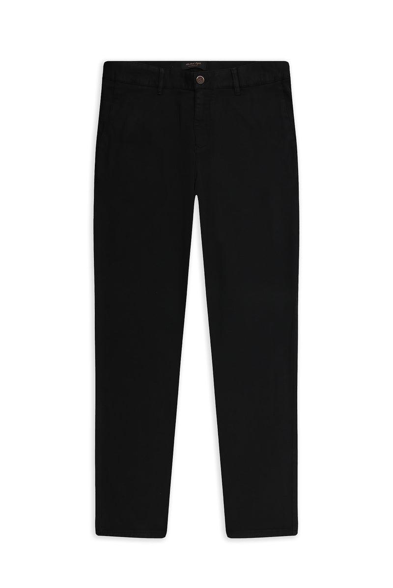 Siyah Relaxed Fit Rahat Kesim Lyocell Karışımlı Kanvas / Chino Pantolon