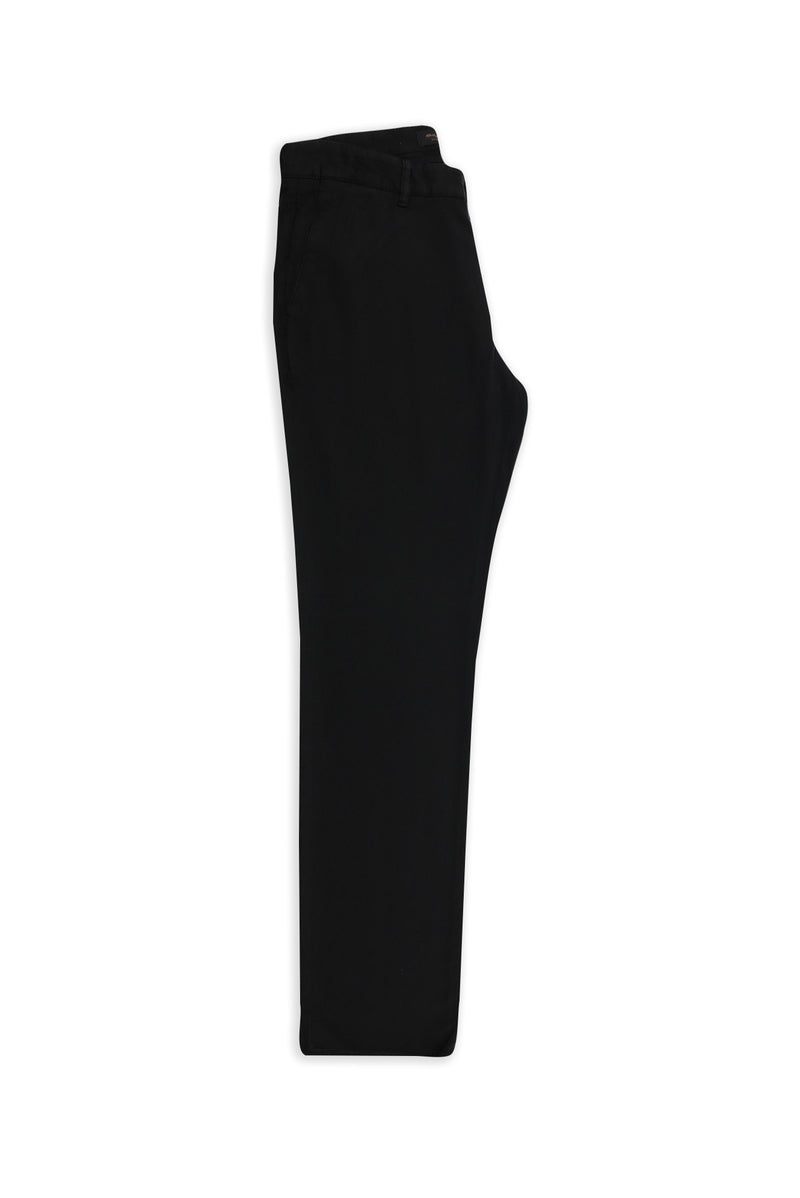 Siyah Relaxed Fit Rahat Kesim Lyocell Karışımlı Kanvas / Chino Pantolon