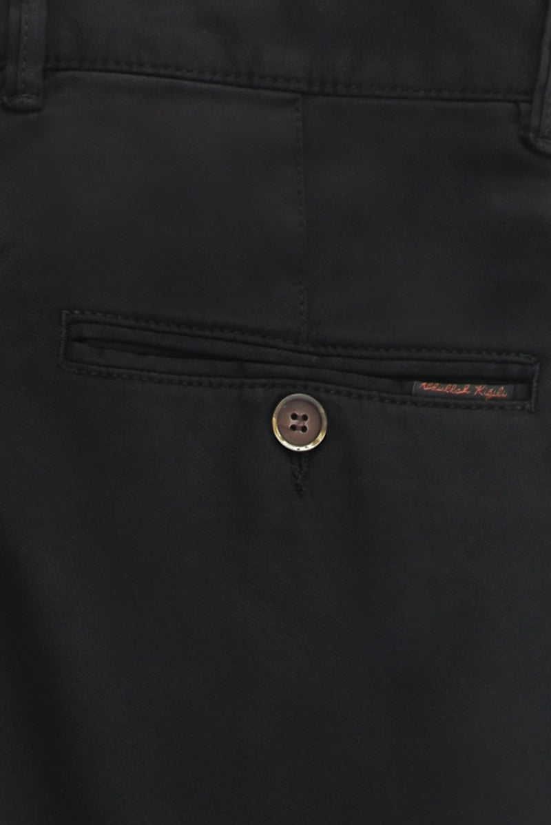 Siyah Regular Fit Lyocell Karışımlı Kanvas / Chino Pantolon