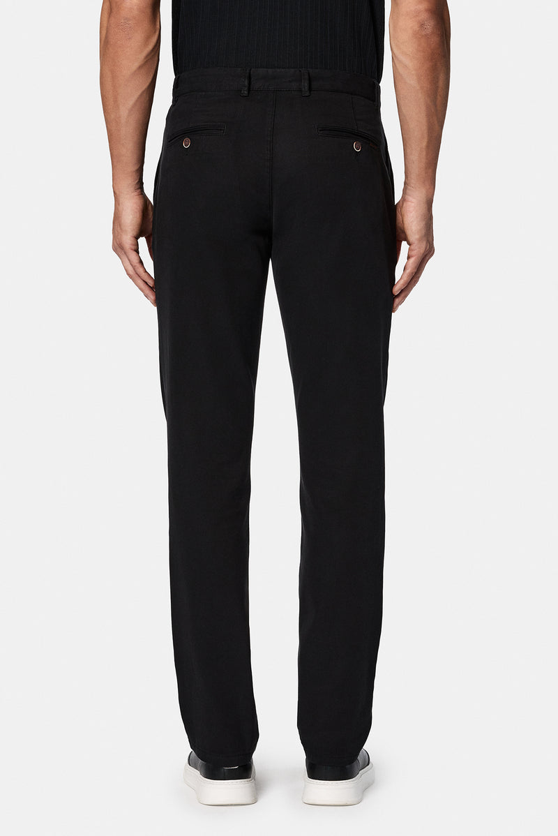 Siyah 6 Drop Regular Fit Standart Kesim Lyocell Kar???ml? Yandan Cep Kanvas / Chino Pantolon-Abdullah Ki??l?