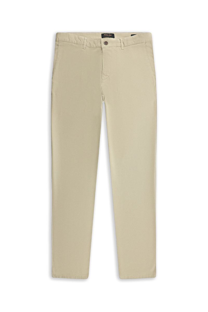 Orta Bej Regular Fit Likralı Kanvas / Chino Pantolon