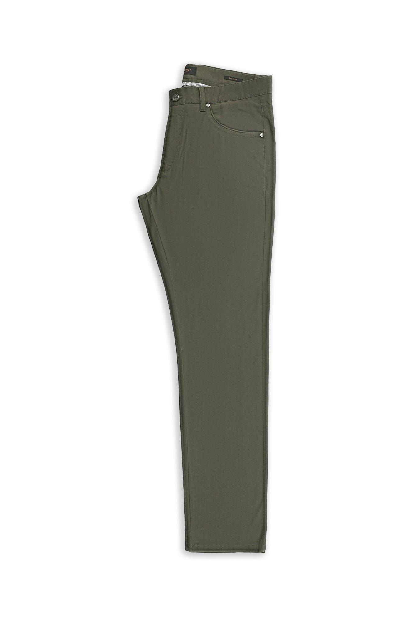 Orta Haki Regular Fit Likralı Kanvas / Chino Pantolon