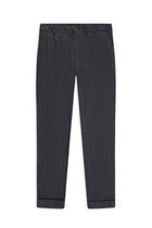 Koyu Lacivert 6 Drop Regular Fit Standart Kesim Desenli Keten Kar???ml? Desenli Pileli Klasik Kuma? Pantolon-Abdullah Ki??l?