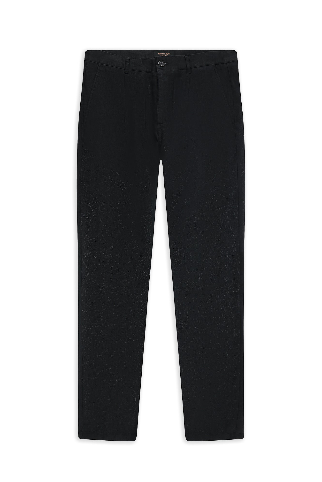Siyah Regular Fit Pileli Keten Kanvas / Chino Pantolon