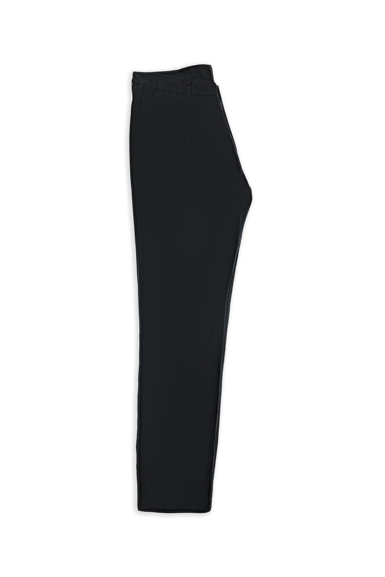 Siyah Regular Fit Pileli Keten Kanvas / Chino Pantolon