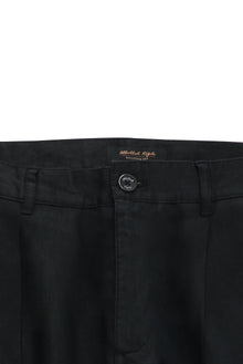 Siyah Regular Fit Pileli Keten Kanvas / Chino Pantolon