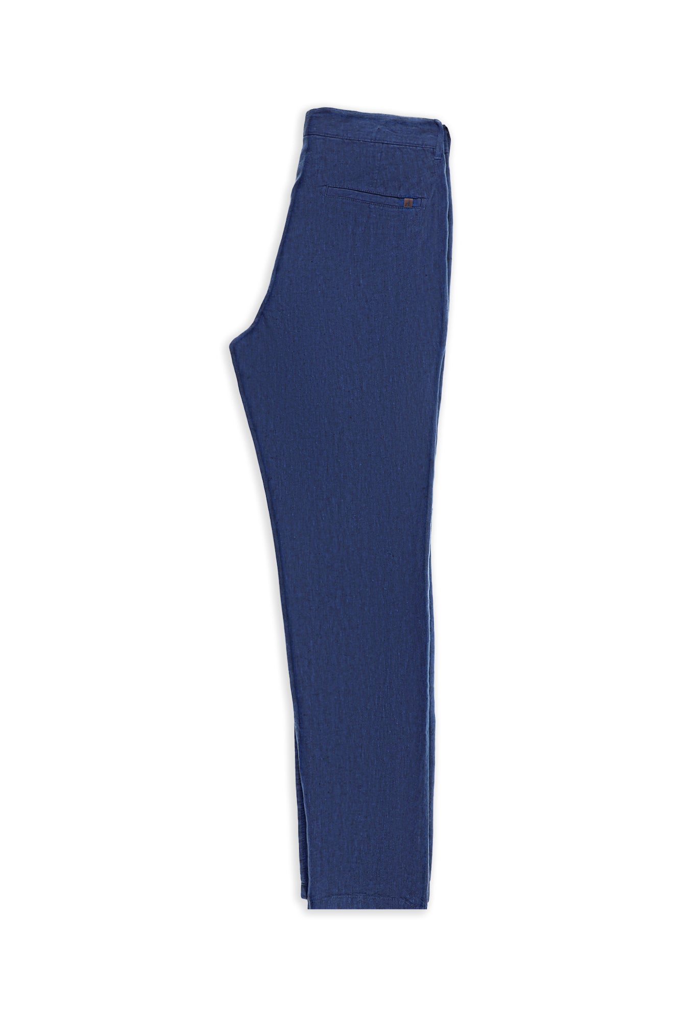 Orta Lacivert Regular Fit Pileli Keten Kanvas / Chino Pantolon