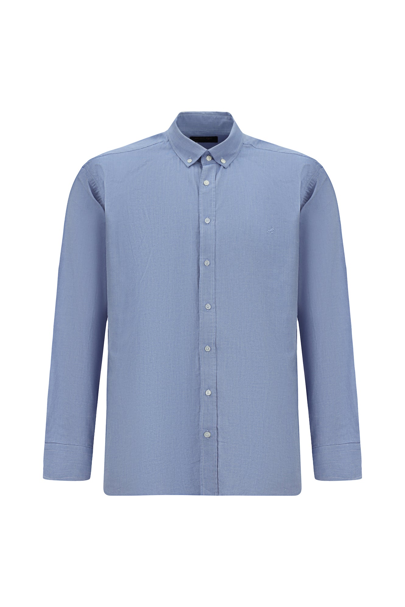 Açık Lacivert Uzun Kol Regular Fit Düğmeli Yaka Oxford Pamuk Gömlek