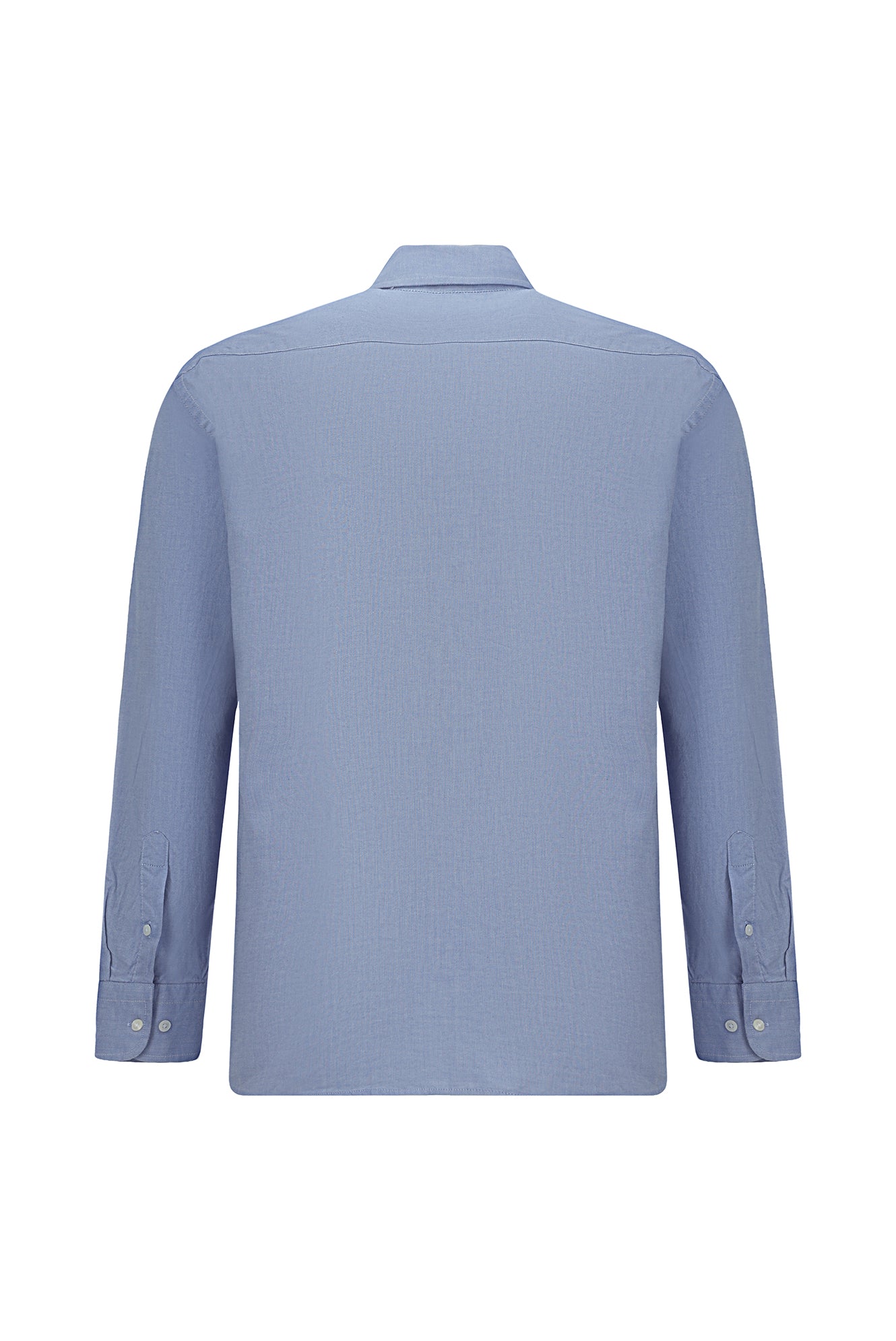 Açık Lacivert Uzun Kol Regular Fit Düğmeli Yaka Oxford Pamuk Gömlek
