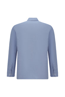 Açık Lacivert Uzun Kol Regular Fit Düğmeli Yaka Oxford Pamuk Gömlek