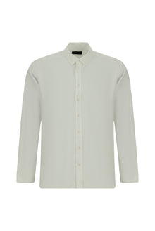 Beyaz Uzun Kol Regular Fit Düğmeli Yaka Oxford Pamuk Gömlek