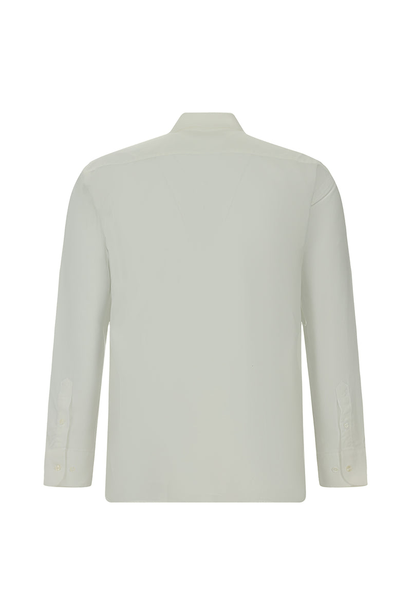 Beyaz Uzun Kol Regular Fit Düğmeli Yaka Oxford Pamuk Gömlek