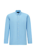 Orta Turkuaz Uzun Kol Regular Fit Düğmeli Yaka Oxford Pamuk Gömlek