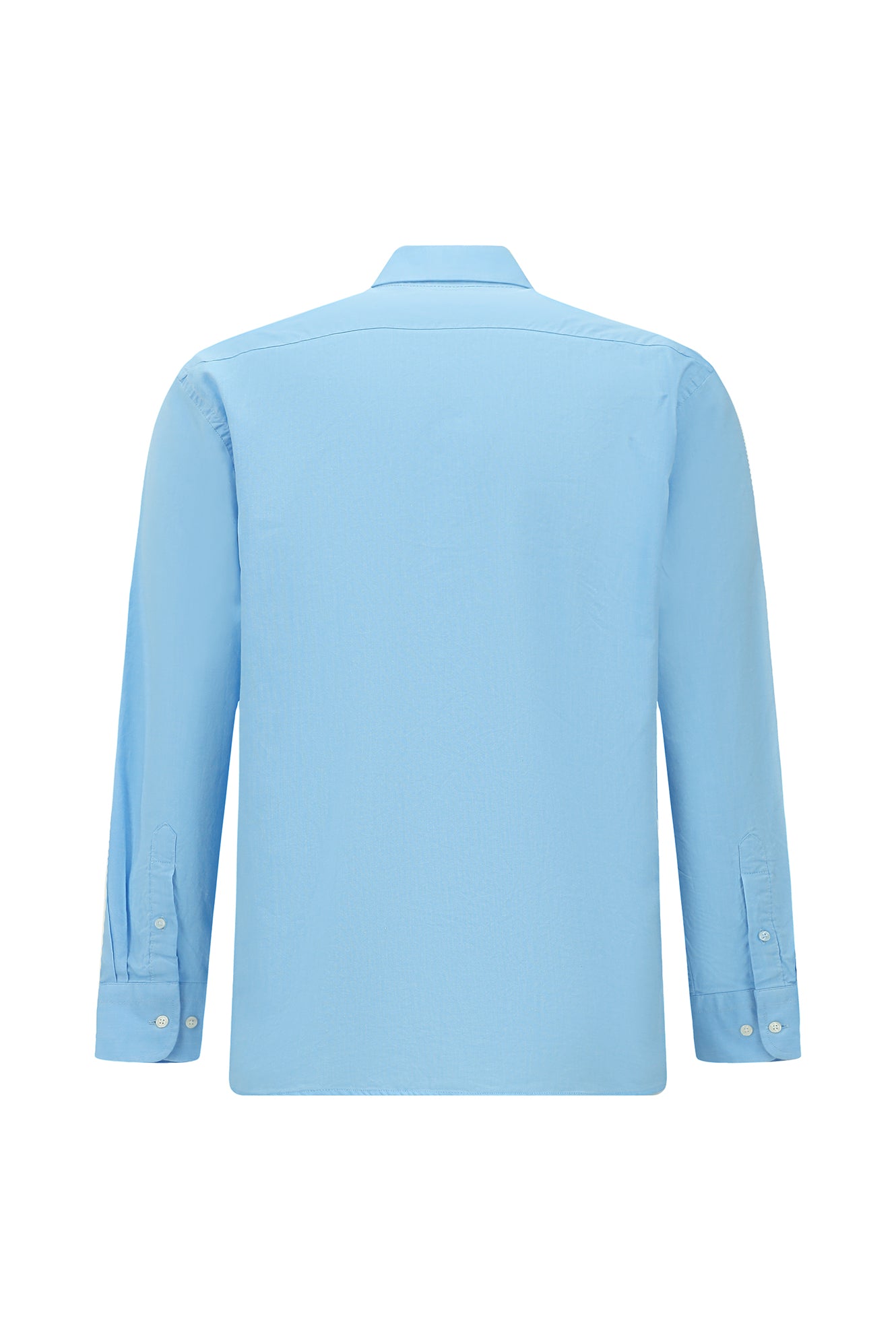 Orta Turkuaz Uzun Kol Regular Fit Düğmeli Yaka Oxford Pamuk Gömlek