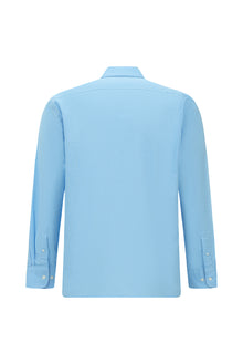 Orta Turkuaz Uzun Kol Regular Fit Düğmeli Yaka Oxford Pamuk Gömlek