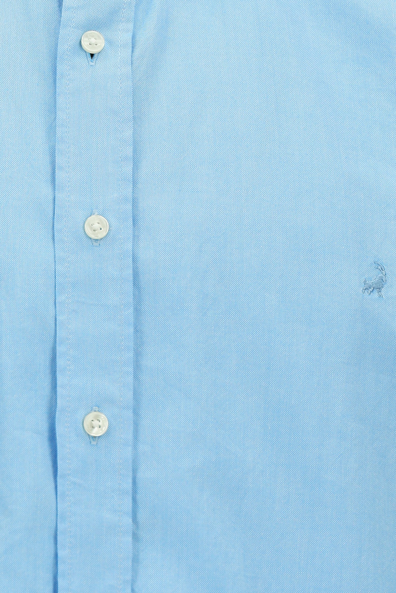 Orta Turkuaz Uzun Kol Regular Fit Düğmeli Yaka Oxford Pamuk Gömlek