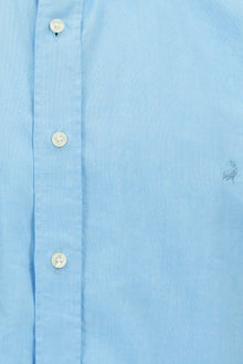 Orta Turkuaz Uzun Kol Regular Fit Düğmeli Yaka Oxford Pamuk Gömlek