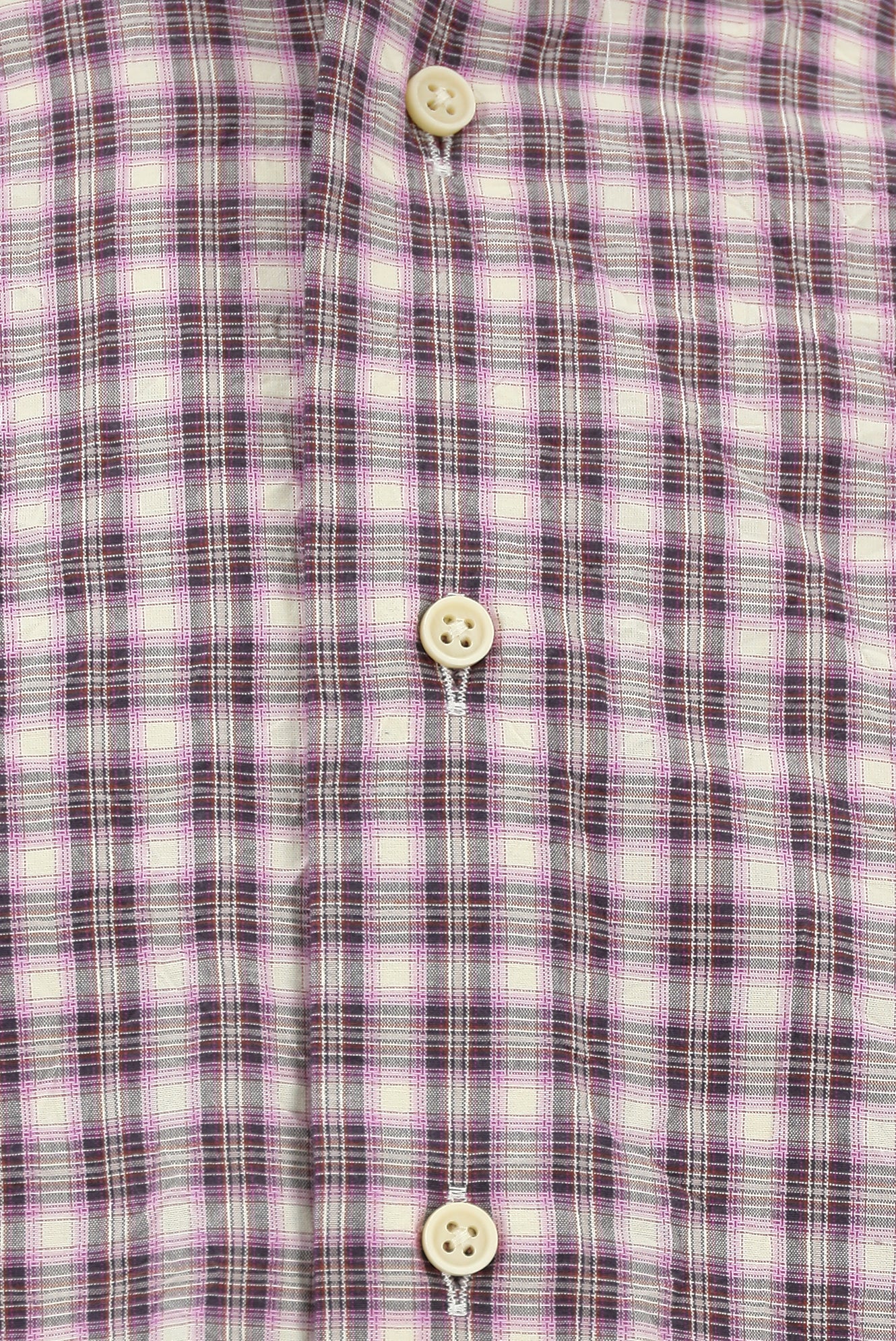 Pembe Uzun Kol Slim Fit Dar Kesim Düğmeli Yaka Pamuk Ekose Gömlek