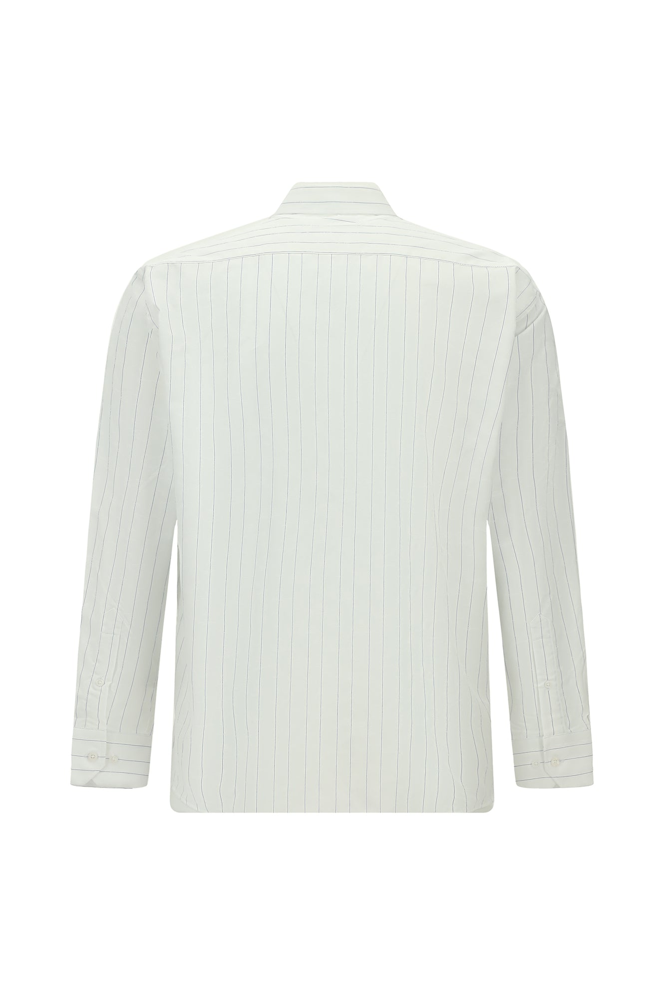 Mavi Uzun Kol Klasik Çizgili Pamuk Gömlek