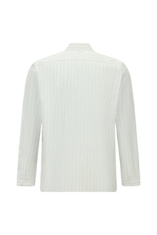 Mavi Uzun Kol Klasik Çizgili Pamuk Gömlek