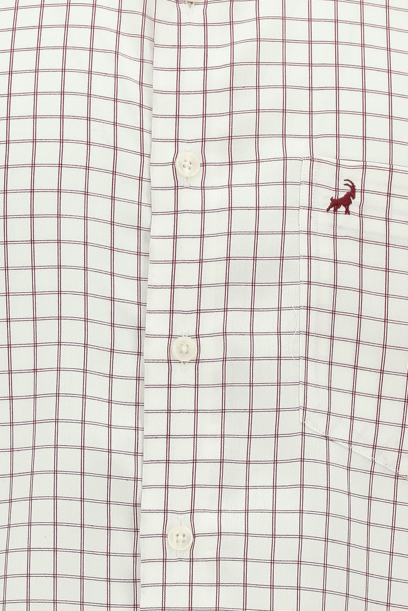 Koyu Bordo Uzun Kol Klasik Ekose Lyocell Gömlek