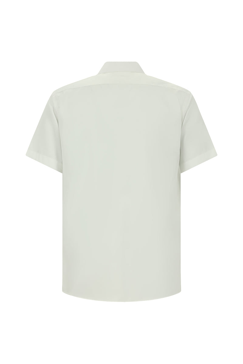 Beyaz Kısa Kol Regular Fit Non Iron Pamuk Gömlek