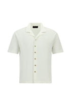 Beyaz Kısa Kol Oversize Ekstra Rahat Kesim Desenli Spor Pamuk Gömlek