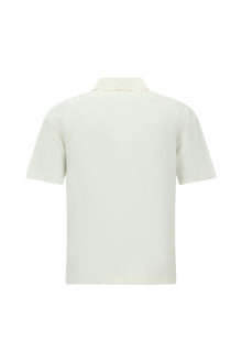 Beyaz Kısa Kol Oversize Ekstra Rahat Kesim Desenli Spor Pamuk Gömlek