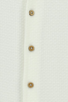 Beyaz Kısa Kol Oversize Ekstra Rahat Kesim Desenli Spor Pamuk Gömlek