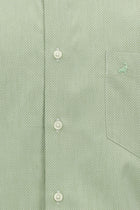 Koyu Yeşil Kısa Kol Regular Fit Cepli Desenli Pamuk Gömlek